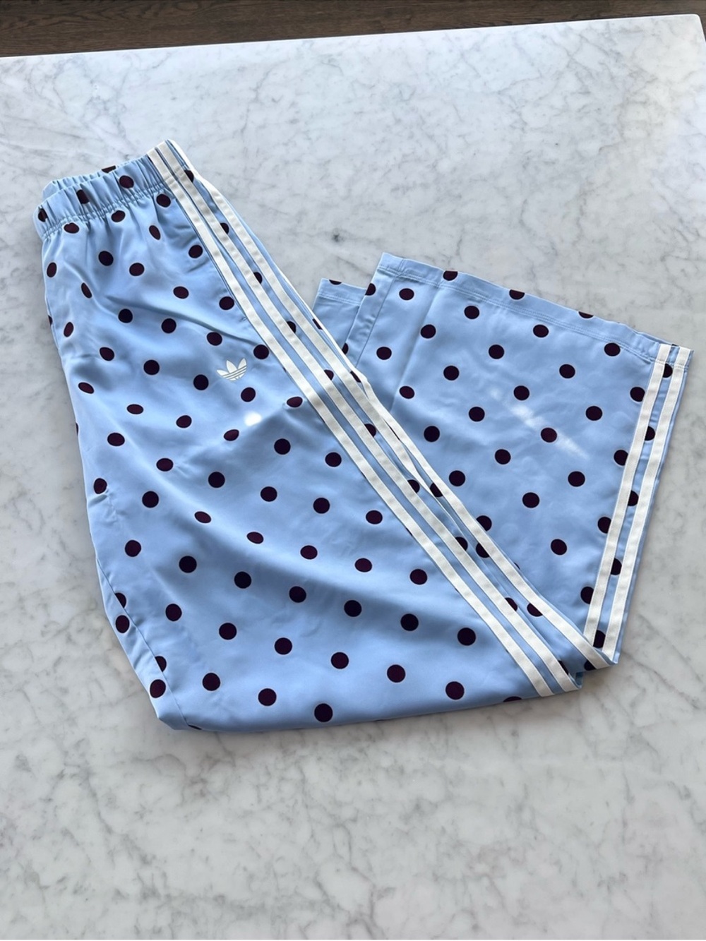 NWT Adidas Satin Polka Dots Wide Leg Pants in Clear Sky Size Small - Picture 11 of 16